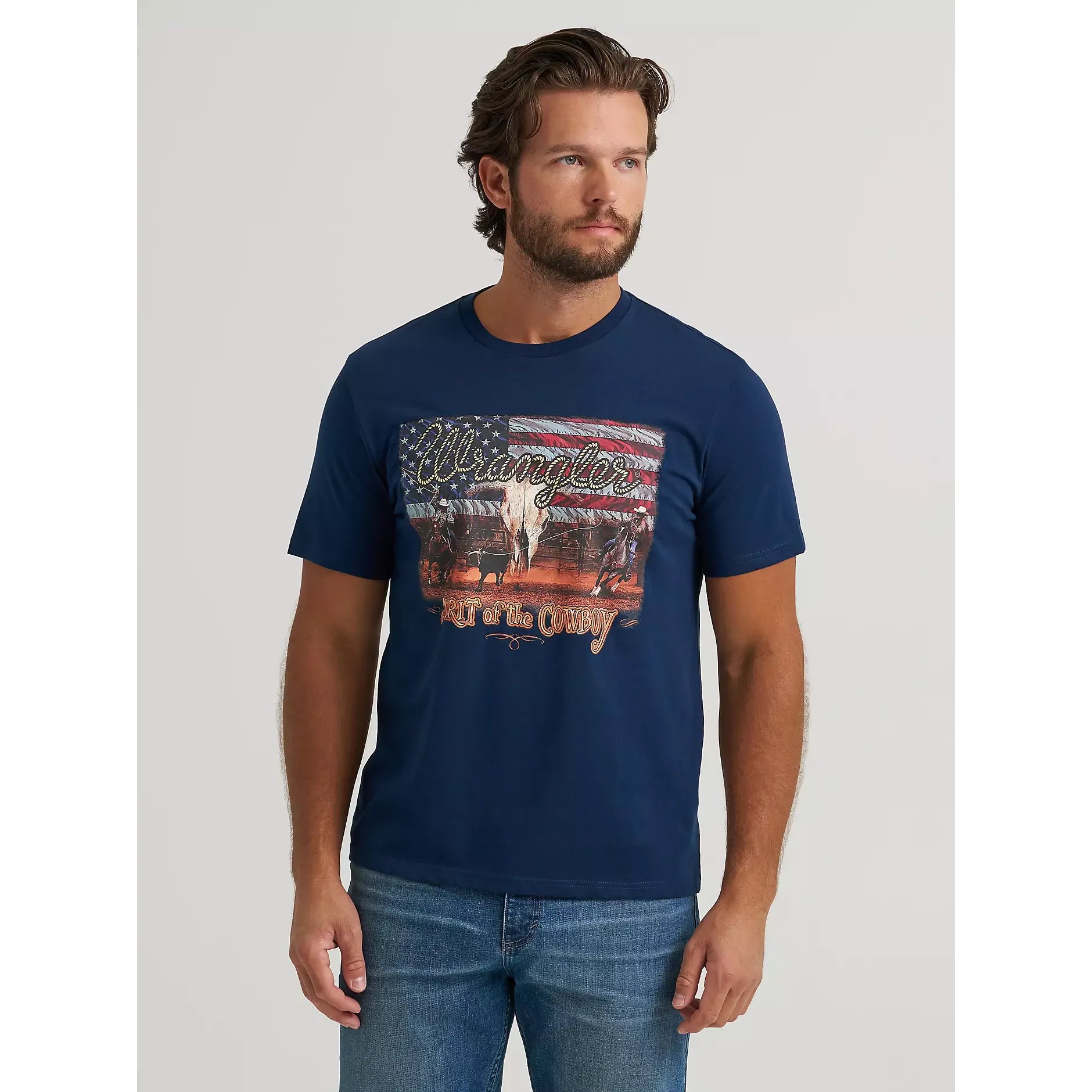 Men's Wrangler Spirit Flag Graphic T-Shirt-Pageant Blue - CWesternwear
