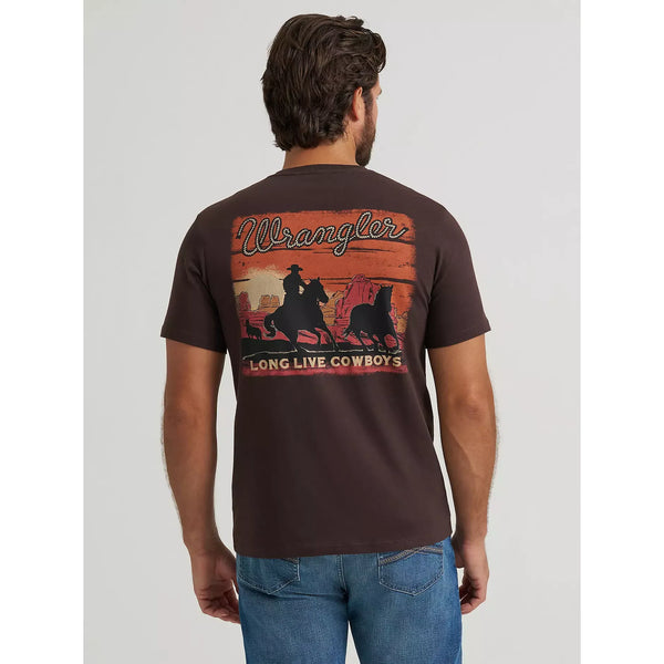 Men's Wrangler Cowboy At Sunset Graphic T-Shirt-Mole Brown