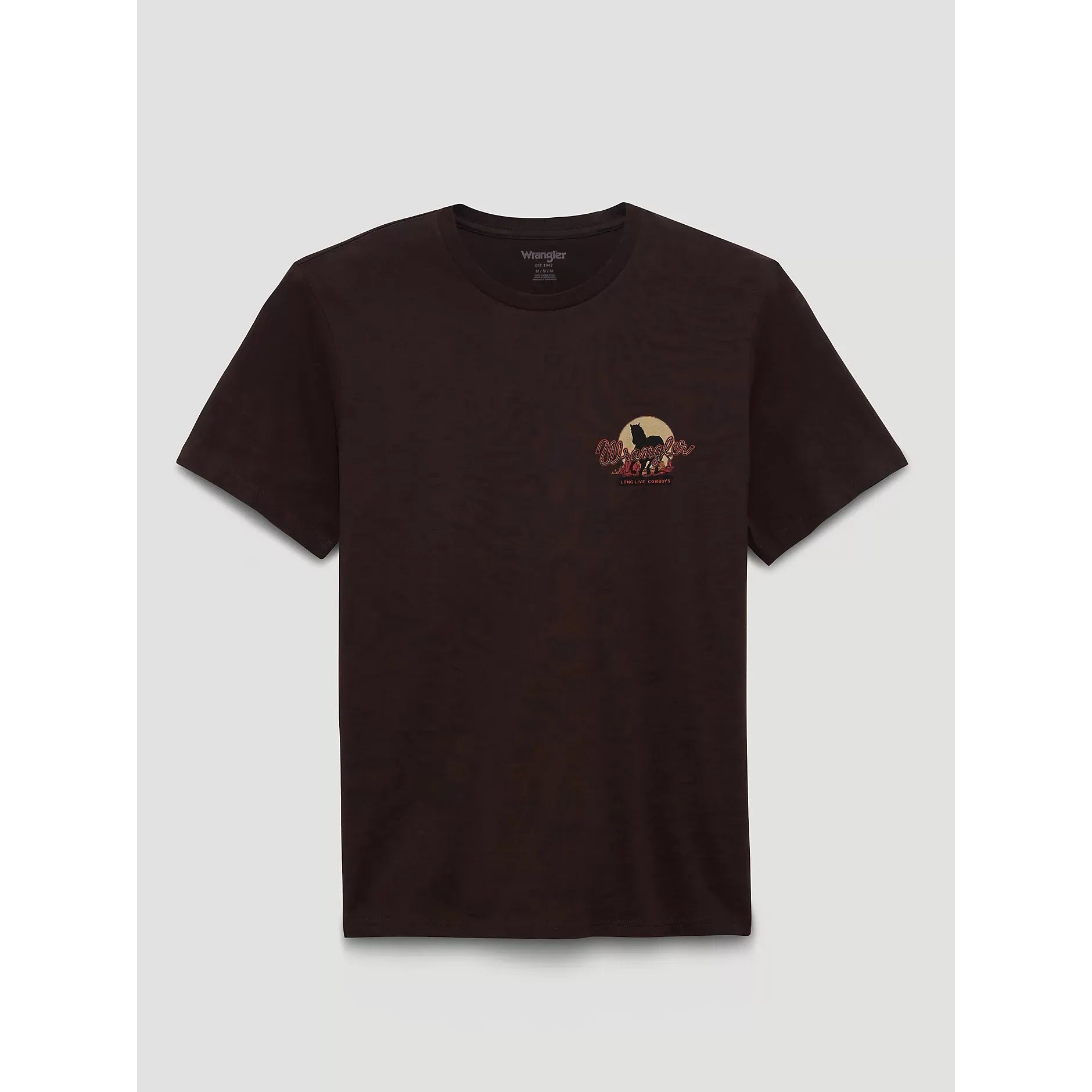 Men's Wrangler Cowboy At Sunset Graphic T-Shirt-Mole Brown - CWesternwear