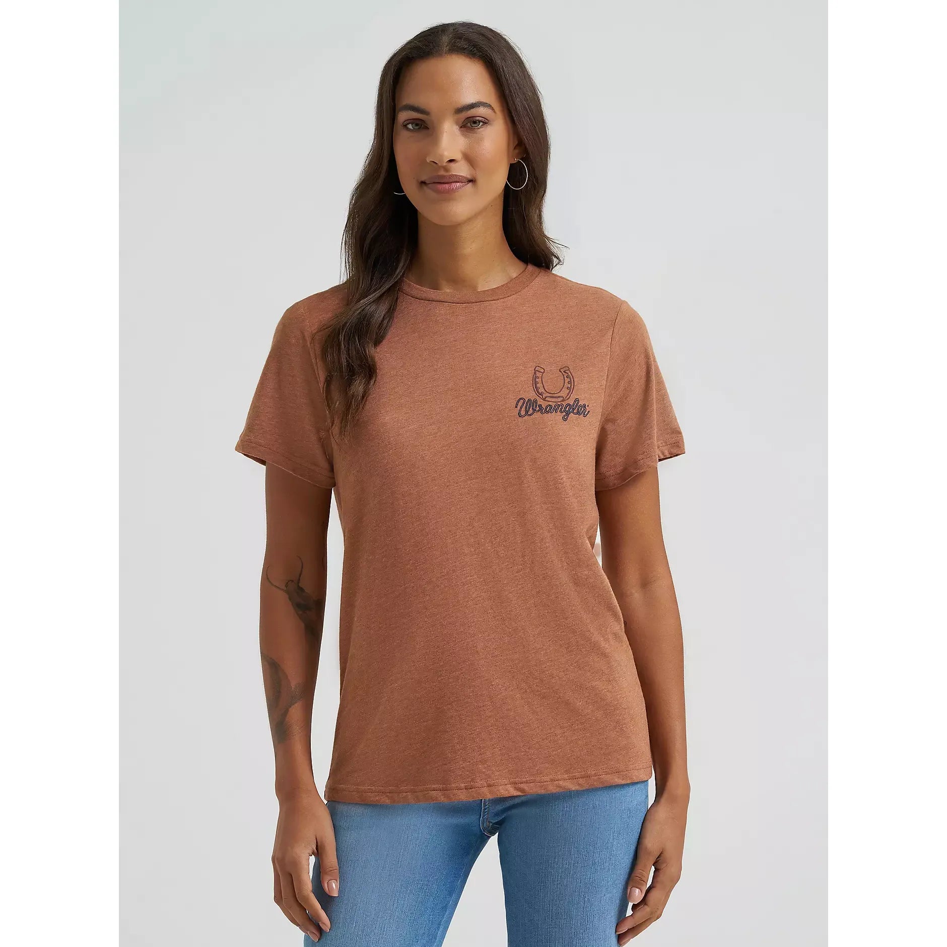 Women's Wrangler Bucking Back Graphic Reg Fit Graphic Tee-Rawhide Heather