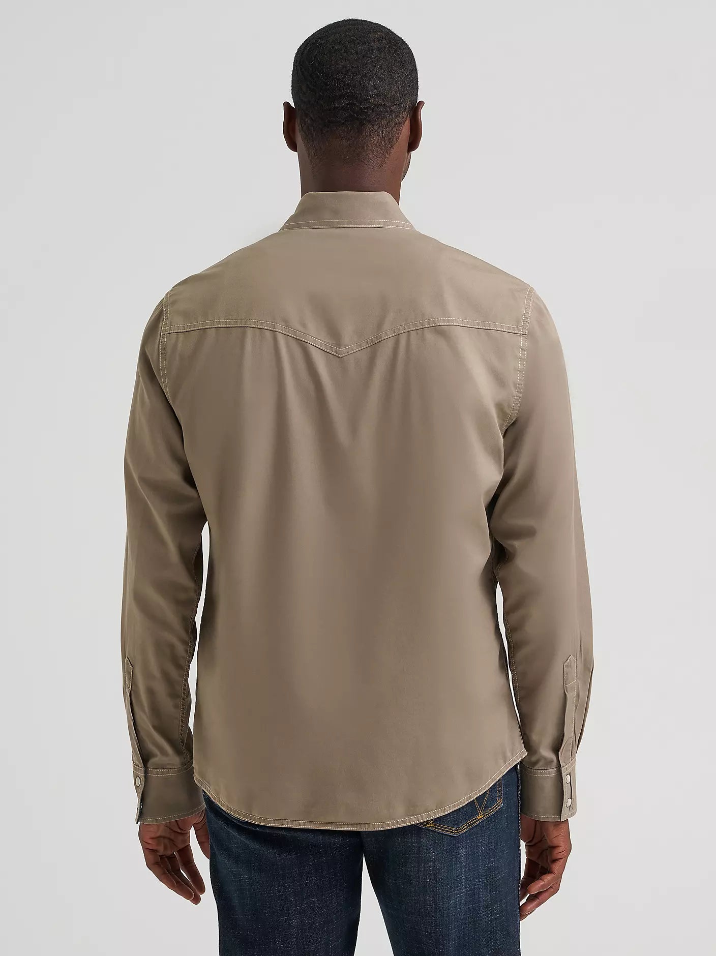 Men's Wrangler Retro® Premium Long Sleeve Western Snap Solid Shirt-Tan - CWesternwear