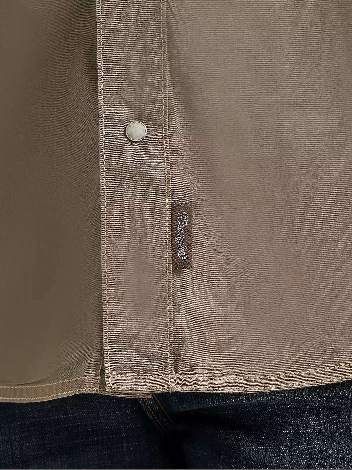 Men's Wrangler Retro® Premium Long Sleeve Western Snap Solid Shirt-Tan - CWesternwear