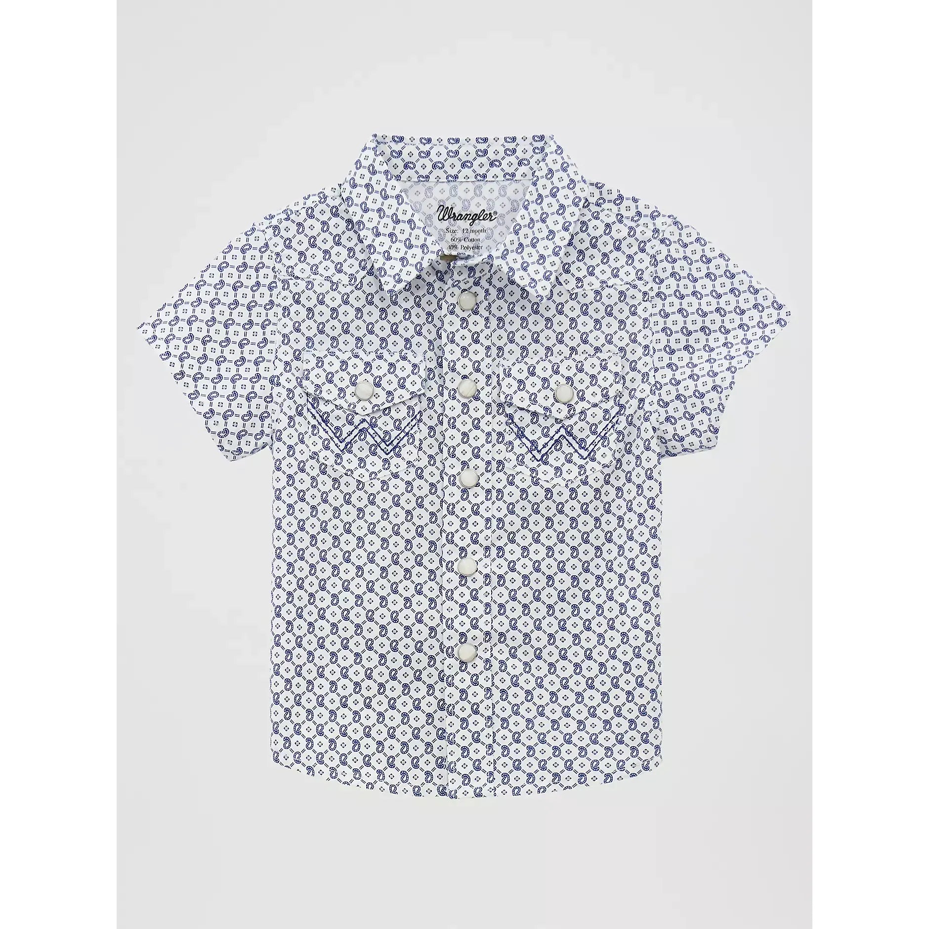 Little Boy's Wrangler Short Sleeve Western Snap Shirt-Circle Geo