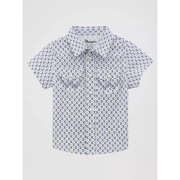 Little Boy's Wrangler Short Sleeve Western Snap Shirt-Circle Geo