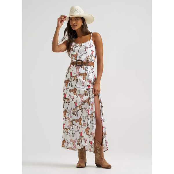 Women's Wrangler Western Tank Maxi Dress-White