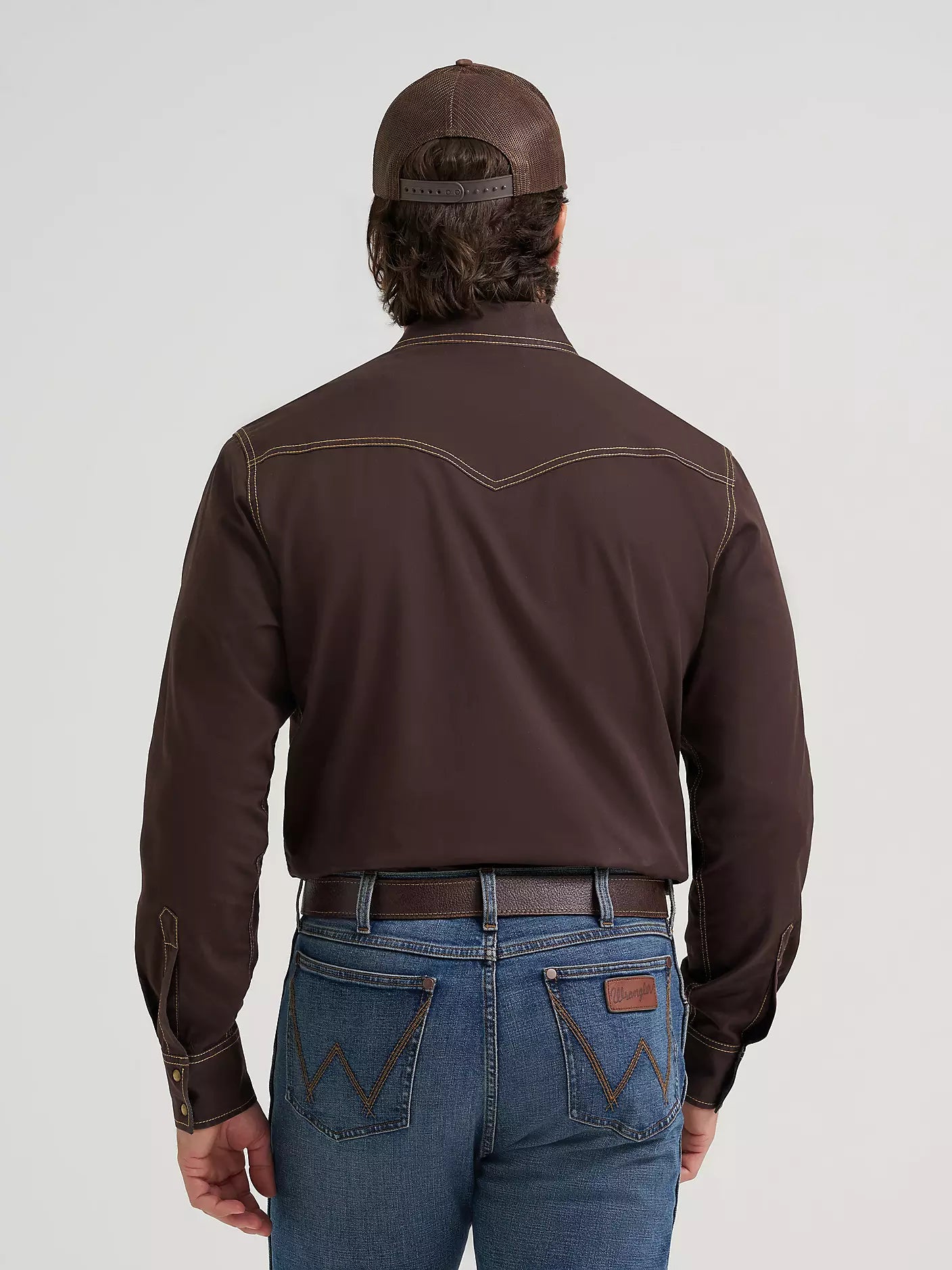 Men's Wrangler Retro® Premium Western Snap Solid Shirt-Bark