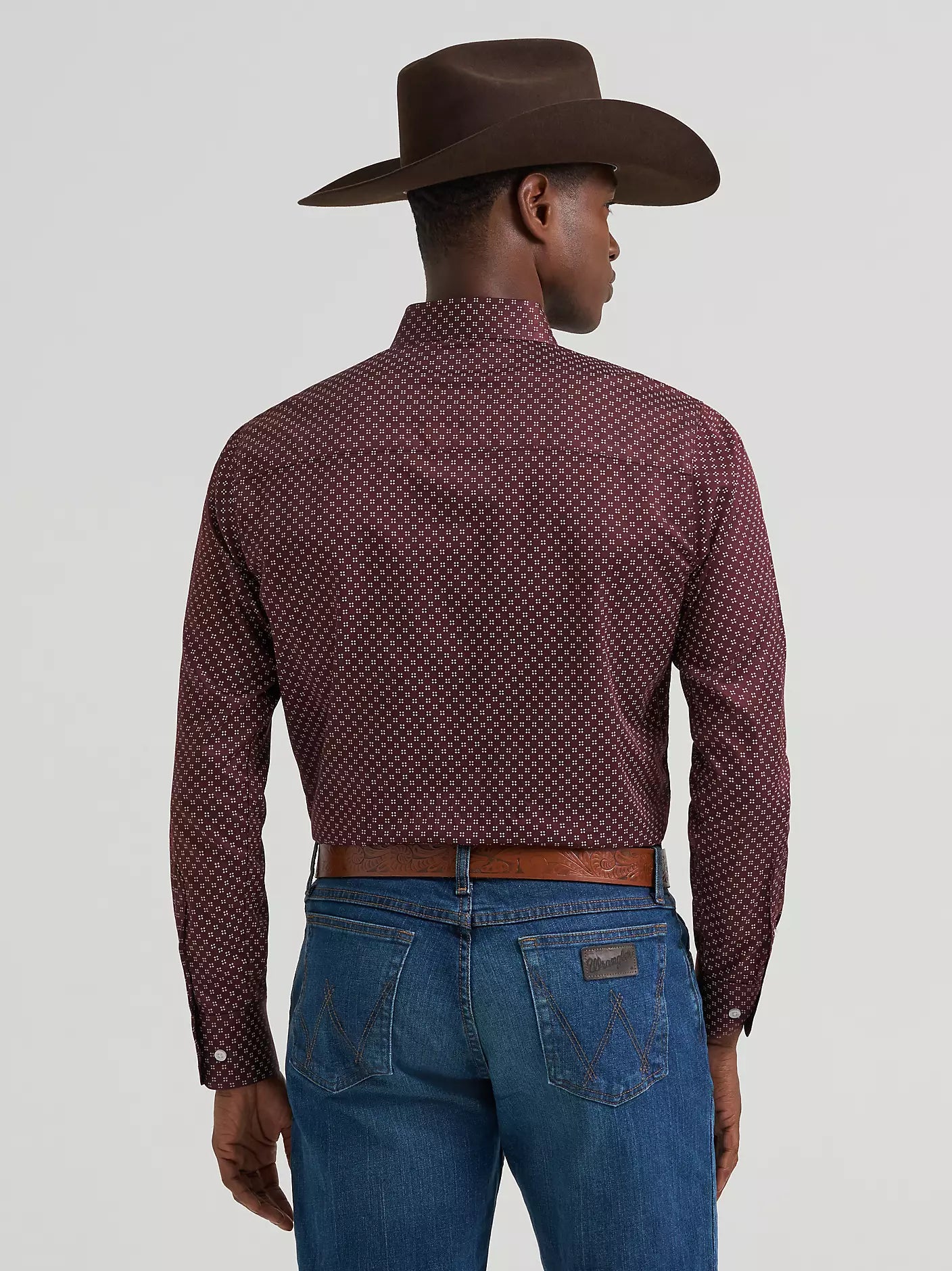 Men's Wrangler Cody Johnson One Pocket Button Down Shirt-Wine