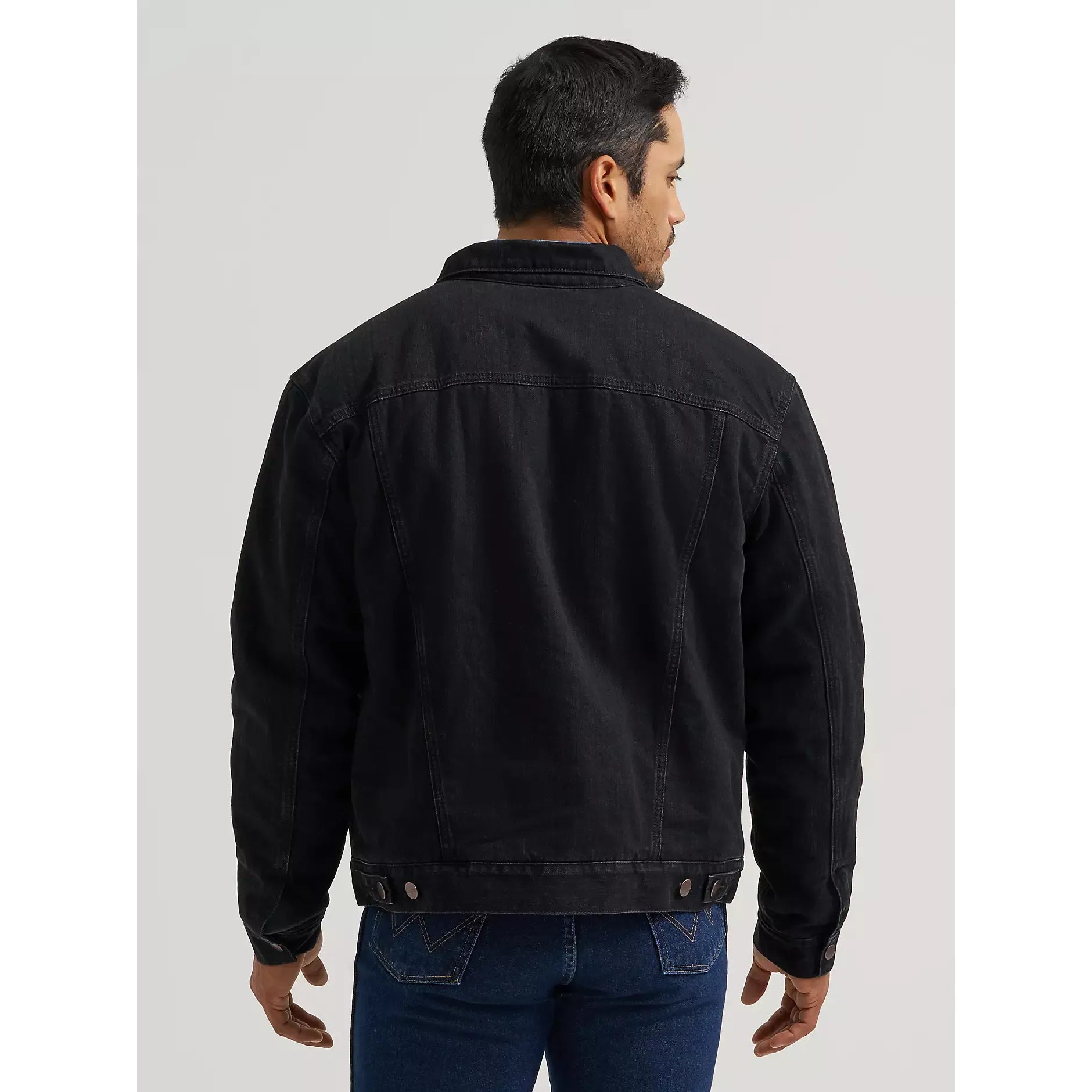 Mens Wrangler Retro® Sherpa Lined Western Denim Jacket-Caviar
