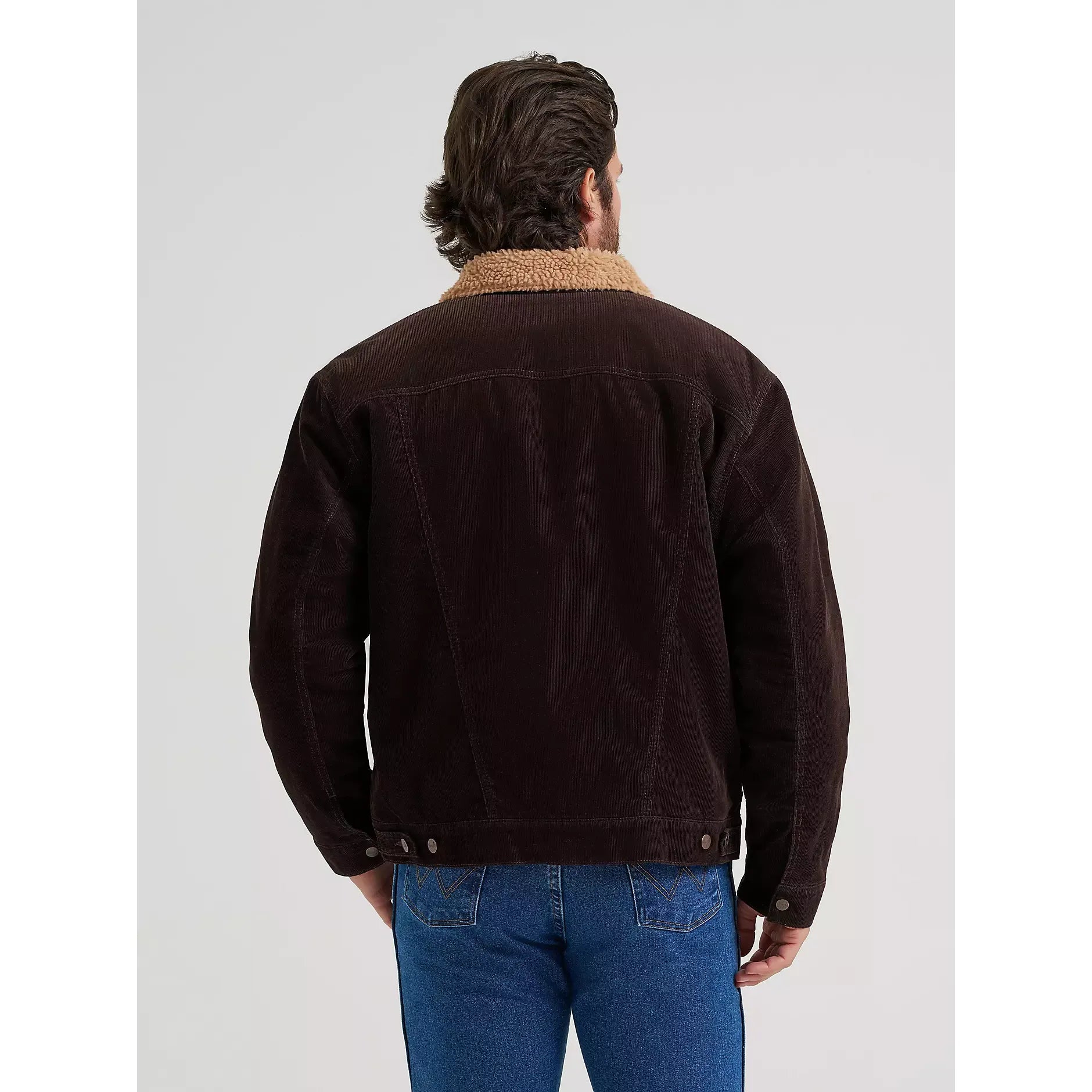 Men's Wrangler® Cowboy Cut® Sherpa Lined Corduroy Jacket-Black Coffee