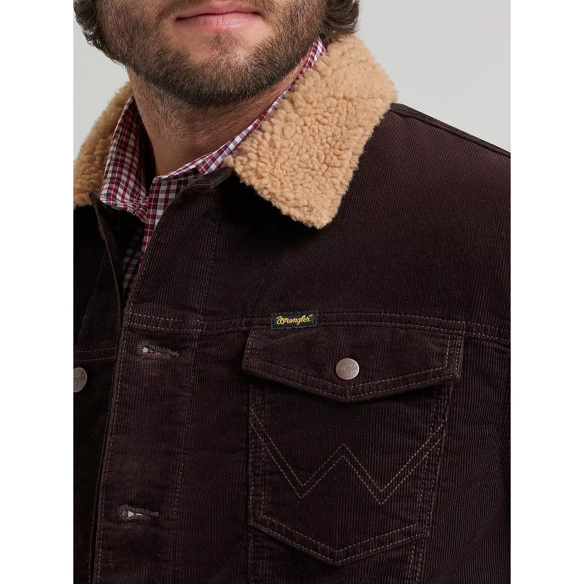 Men's Wrangler® Cowboy Cut® Sherpa Lined Corduroy Jacket-Black Coffee