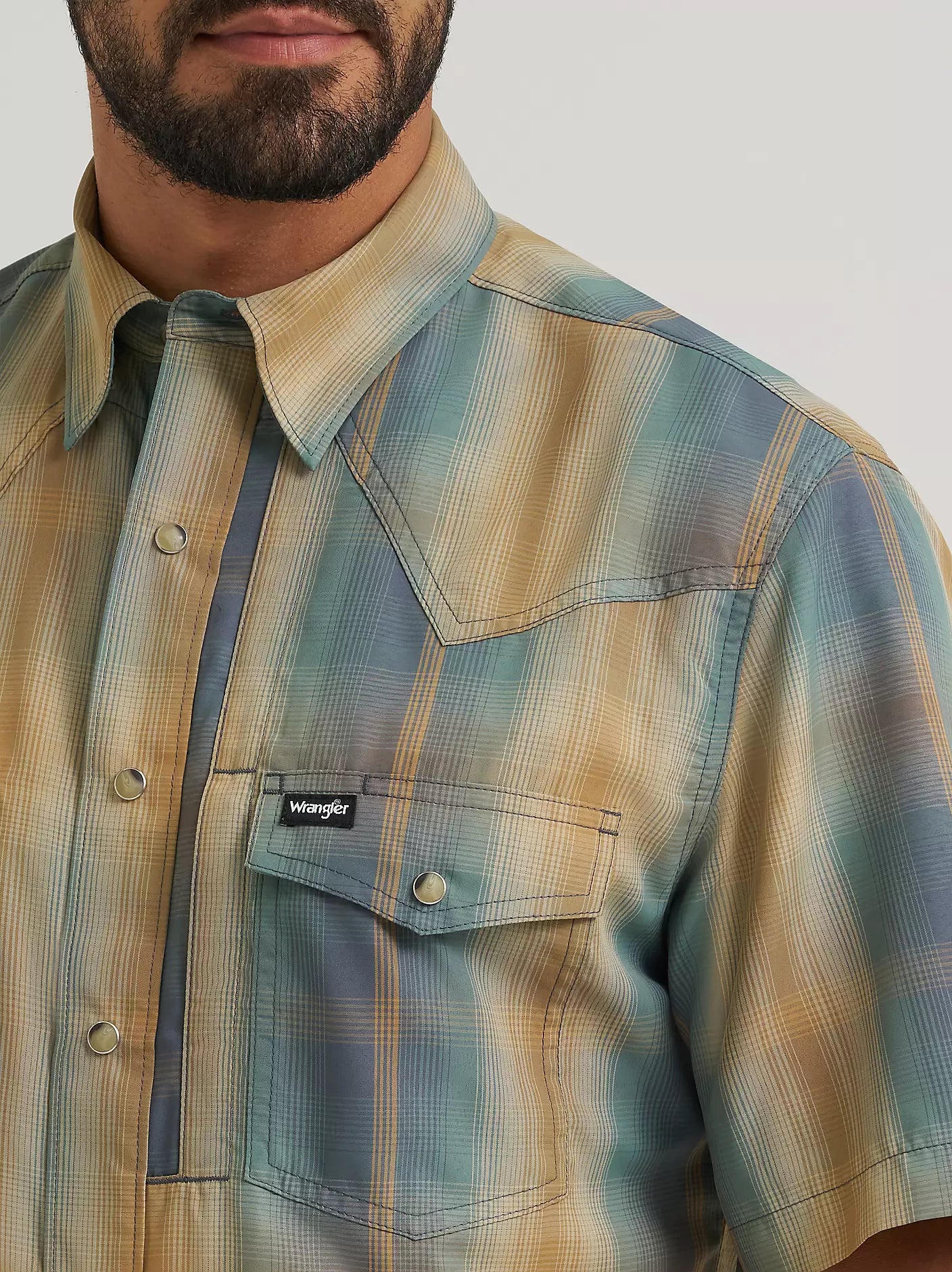 Men's Wrangler All Terrain Gear Men's Performance Plaid Shirt-Turbulence