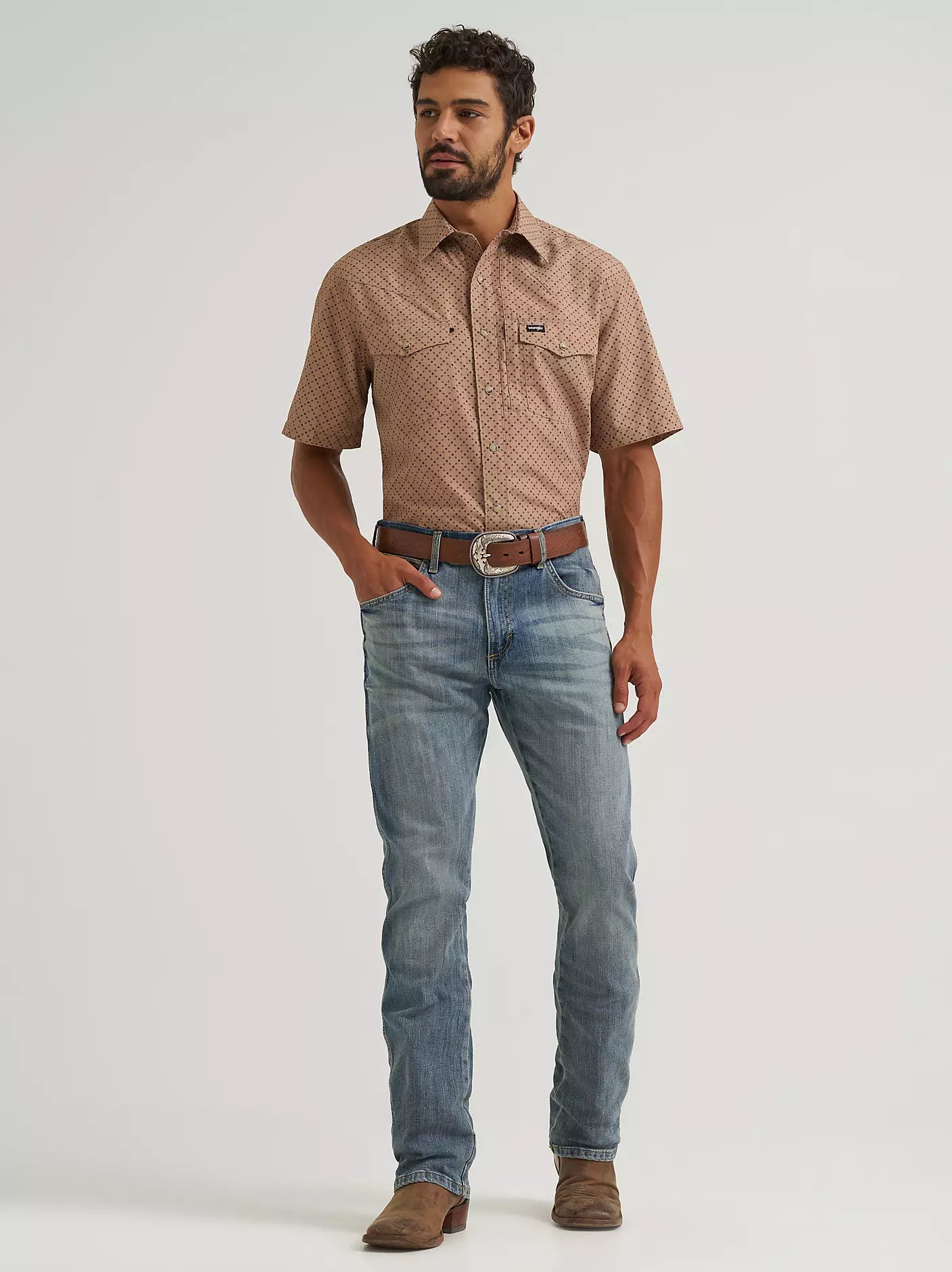Men's Wrangler All Terrain Gear Men's Performance Print Shirt-Kelp
