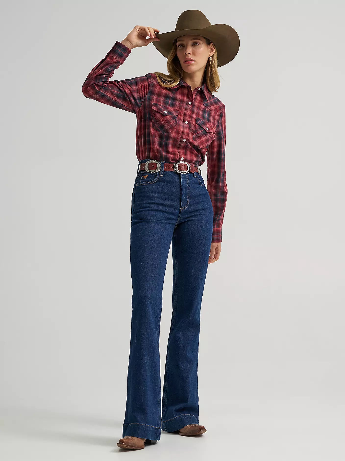 Women's Wrangler Essential Western Snap Shirt-Port