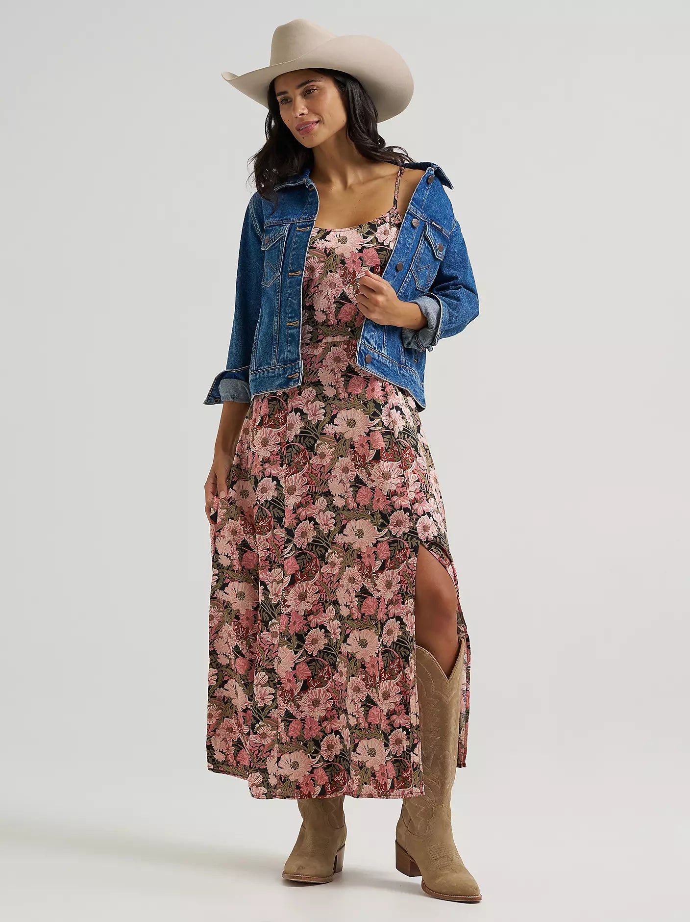 Women's Wrangler Western Tank Maxi Dress-Pink