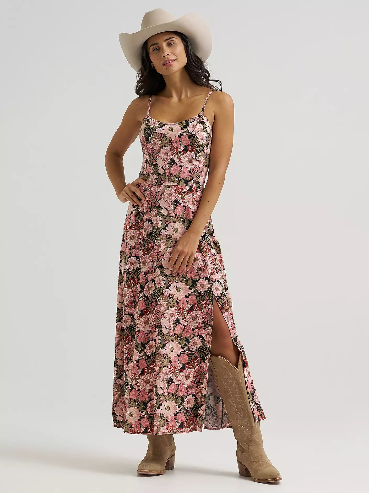 Women's Wrangler Western Tank Maxi Dress-Pink