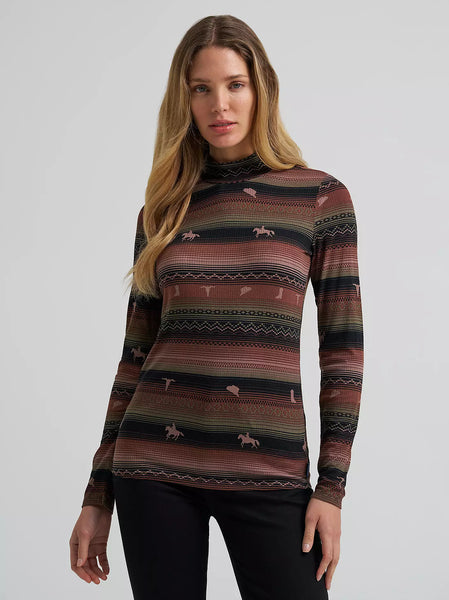 Women's Wrangler Rambling Ridge Mock Neck Top-Brown