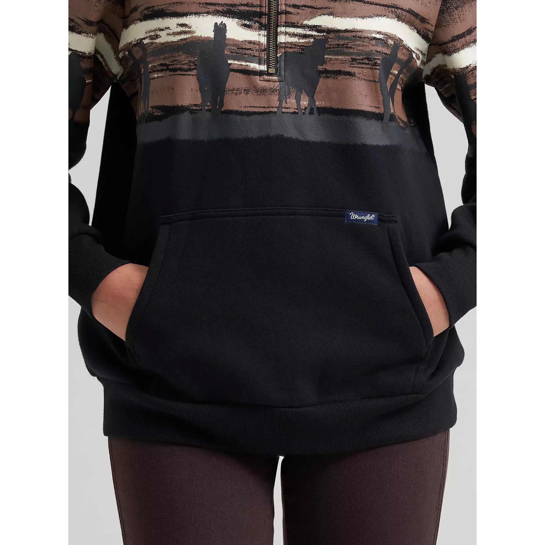Women's Wrangler Wild West Pullover-Black - CWesternwear