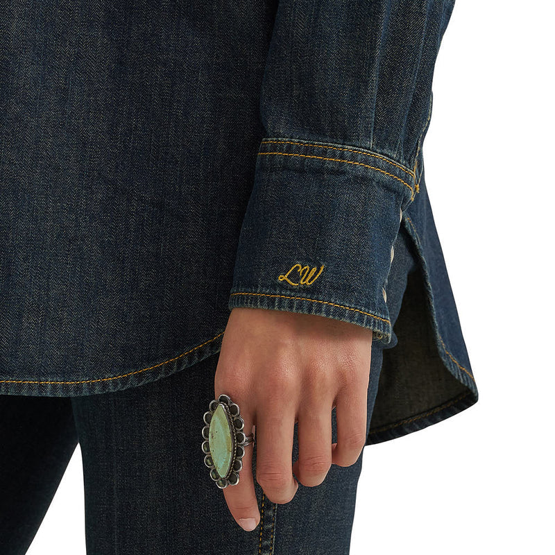 Women's Wrangler Lainey Wilson x Wrangler Long Sleeve Utility Shirt-Denim