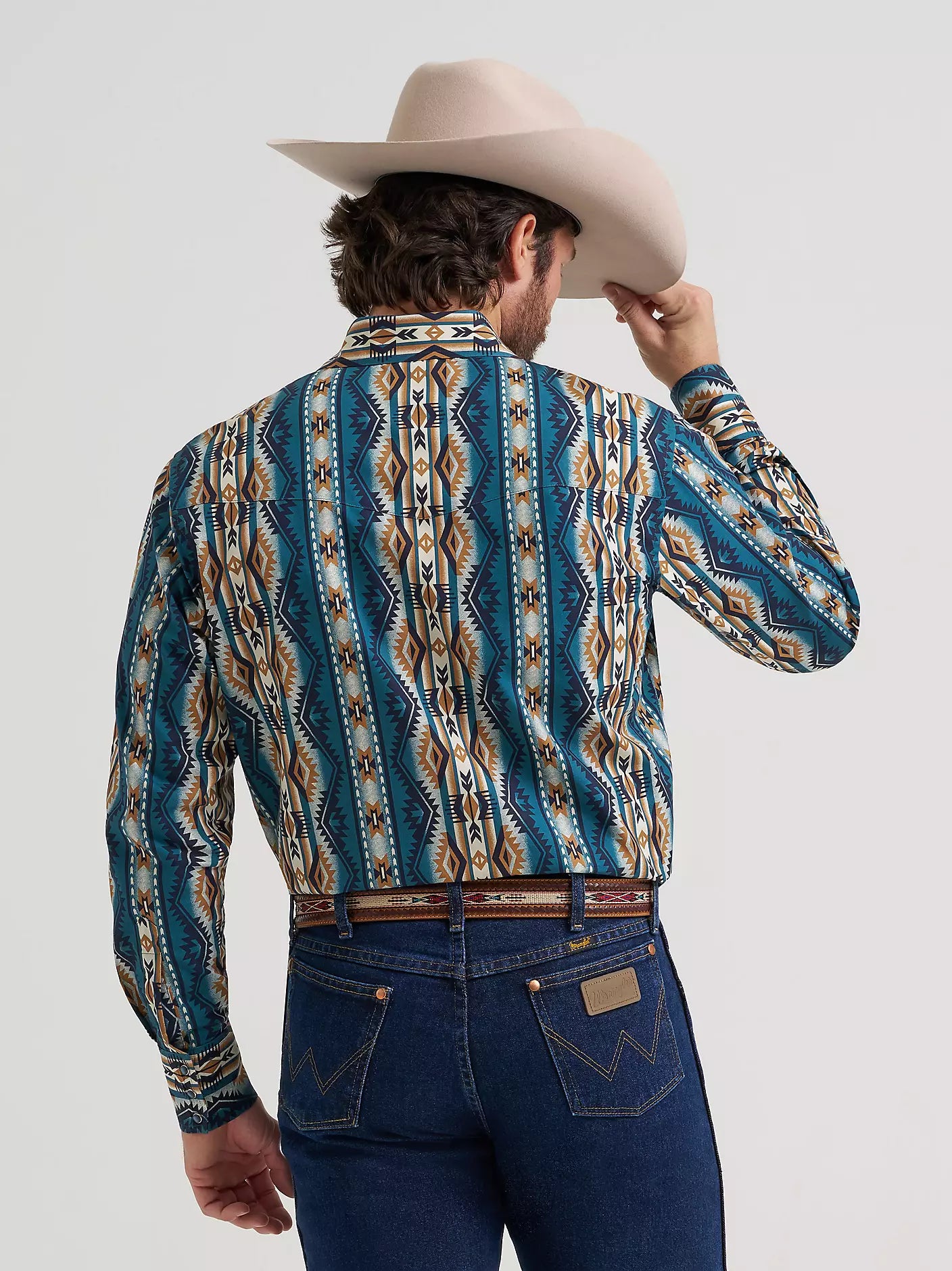 Men's Wrangler Checotah® Long Sleeve Western Snap Printed Shirt-High Desert