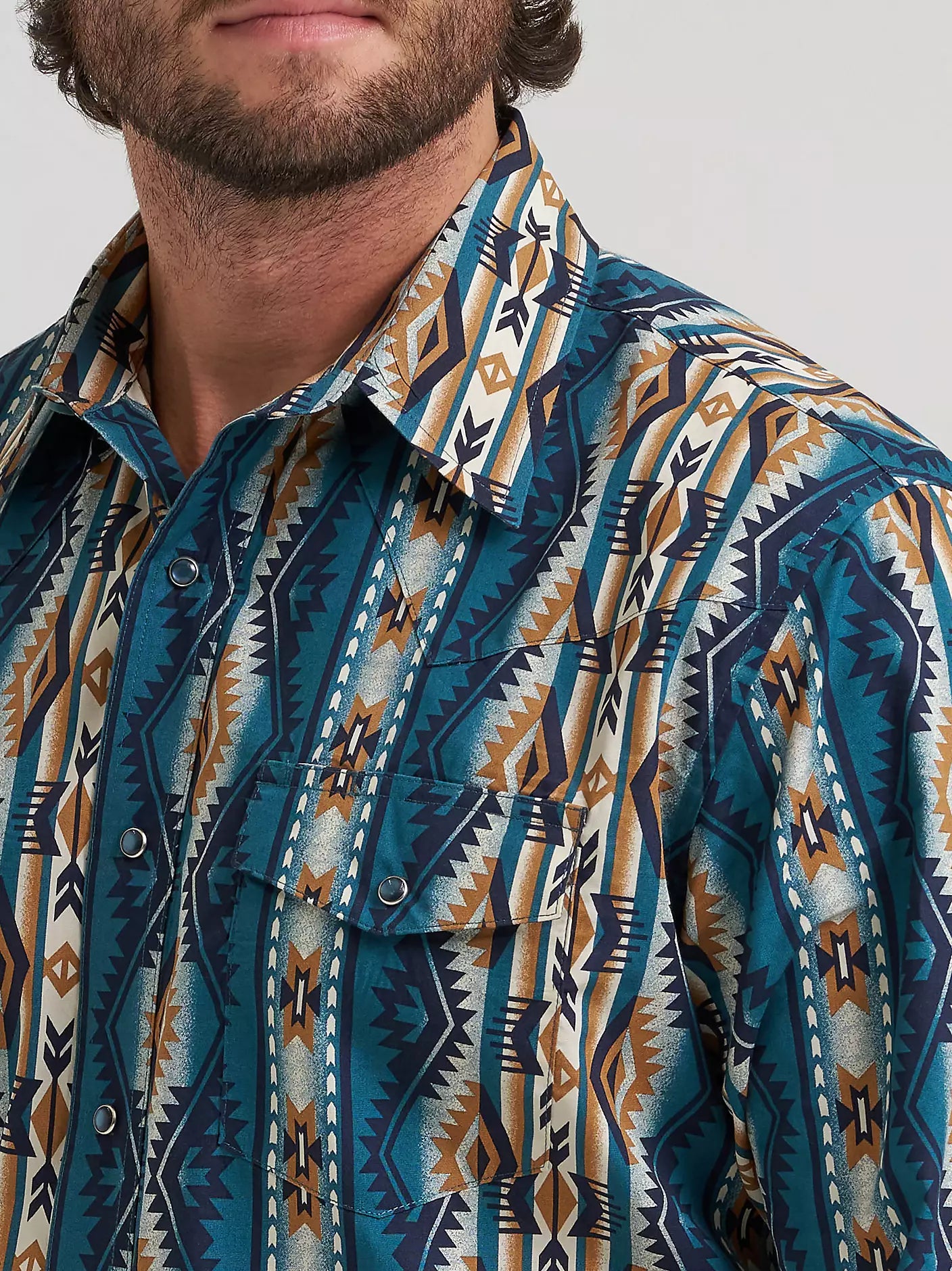 Men's Wrangler Checotah® Long Sleeve Western Snap Printed Shirt-High Desert