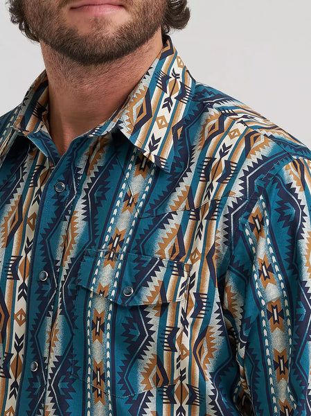 Men's Wrangler Checotah® Long Sleeve Western Snap Printed Shirt-High Desert