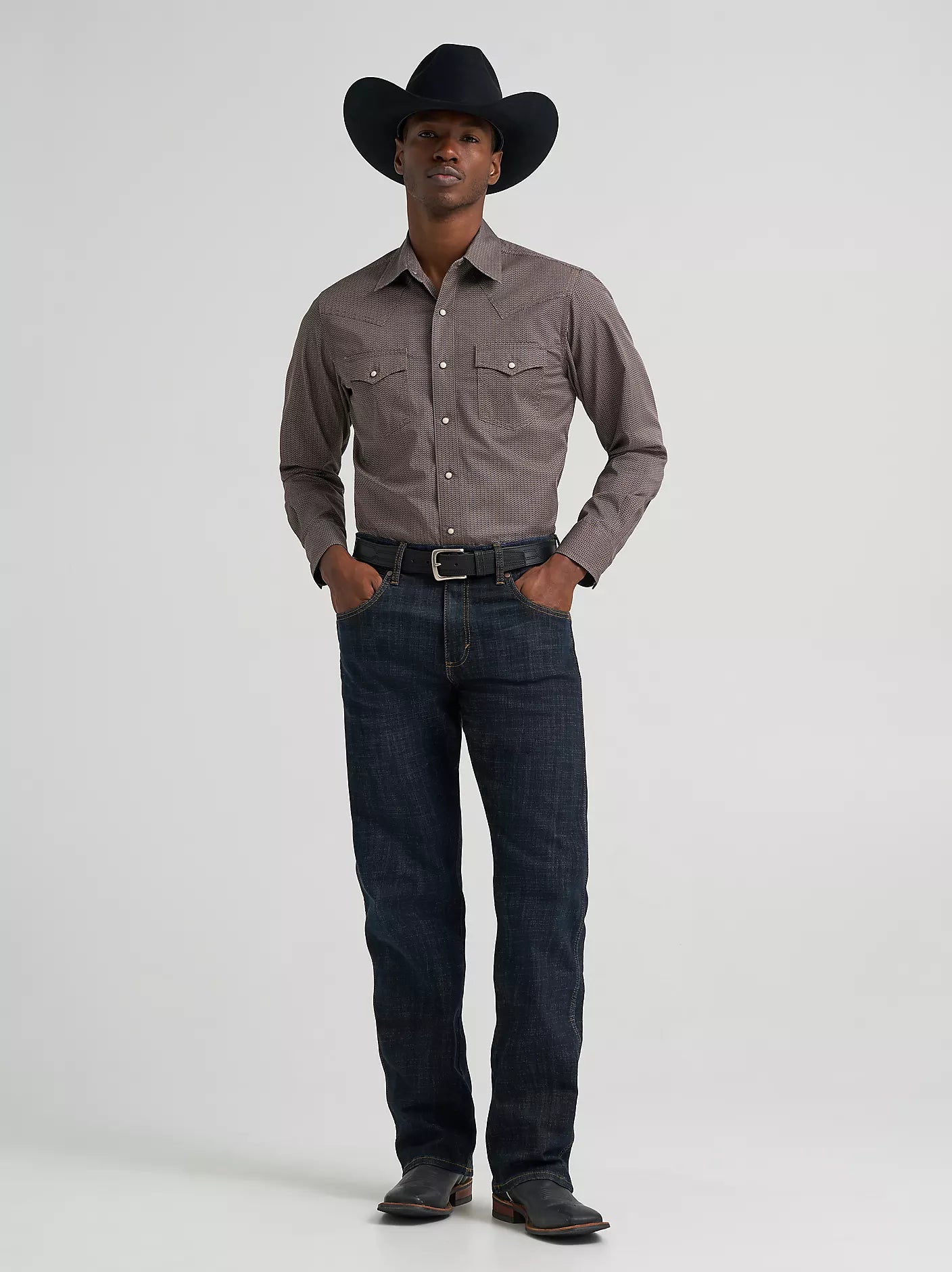 Men's Wrangler Retro Premium Stripe Western Snap Printed Shirt-Abstract Chevron