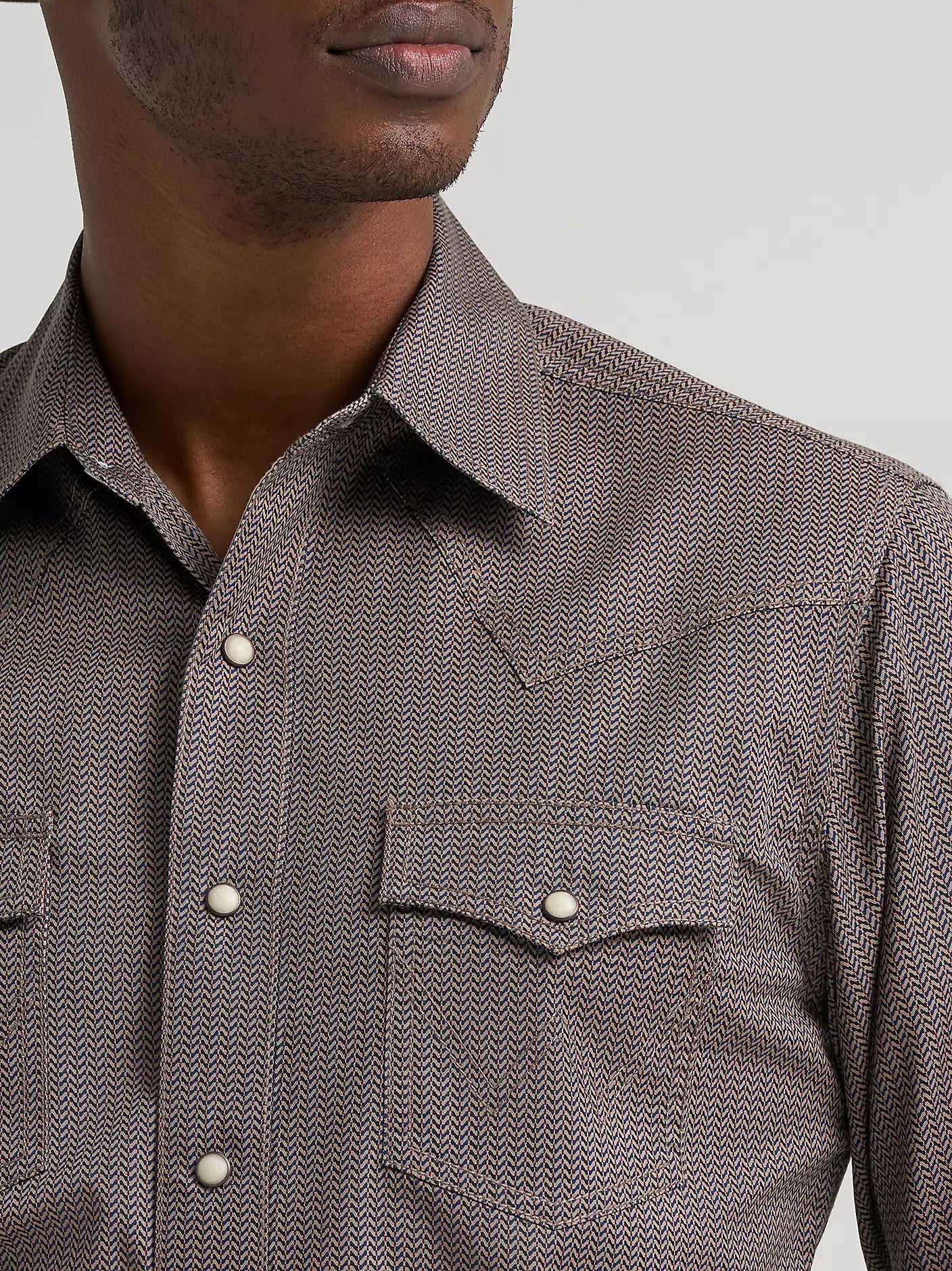 Men's Wrangler Retro Premium Stripe Western Snap Printed Shirt-Abstract Chevron