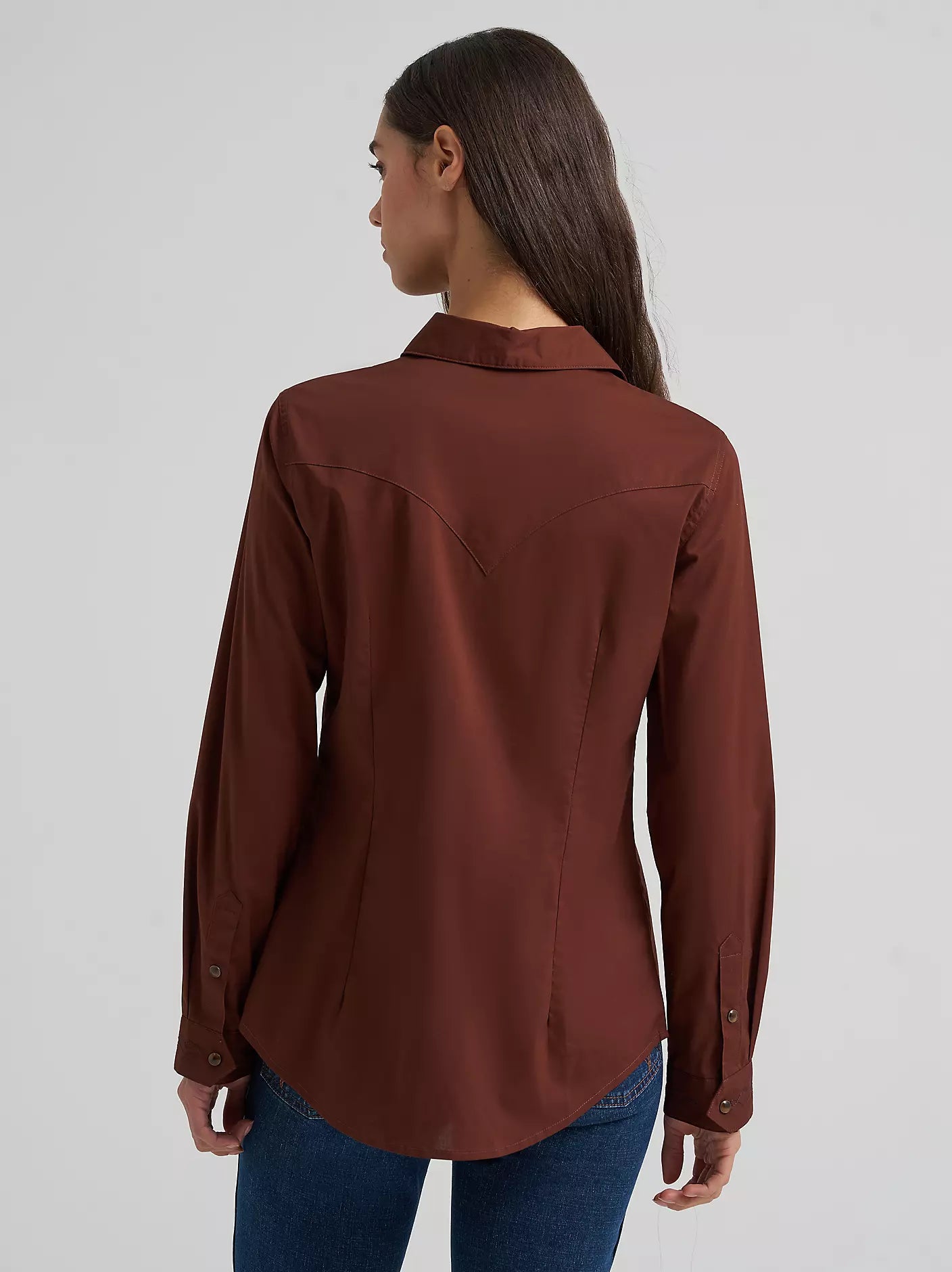 Women's Wrangler Sierra Western Slim Snap Shirt-Brown