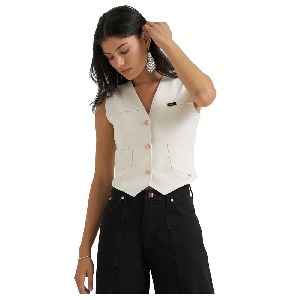 Women's Wrangler X Lainey Wilson Denim Vest-White