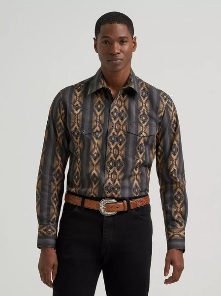 Men's Wrangler Checotah® Long Sleeve Western Snap Printed Shirt-Canyon Ridge