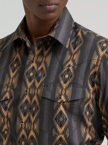 Men's Wrangler Checotah® Long Sleeve Western Snap Printed Shirt-Canyon Ridge