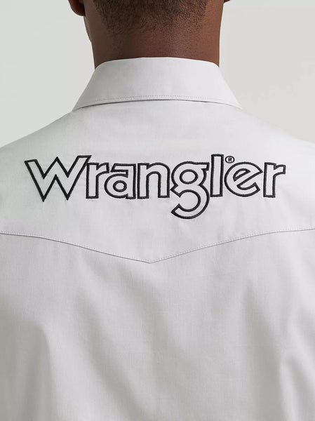 Men's Wrangler Logo Long Sleeve Western Snap Shirt-White