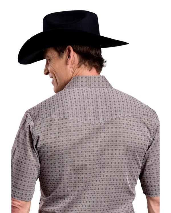 Men's Roper Short Sleeve Snap Double Diamonds Shirt-Grey