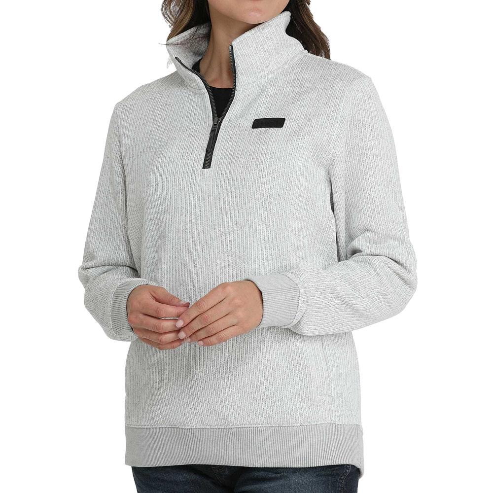 Cinch Women's 1/4 Zip Pullover Sweater-Gray