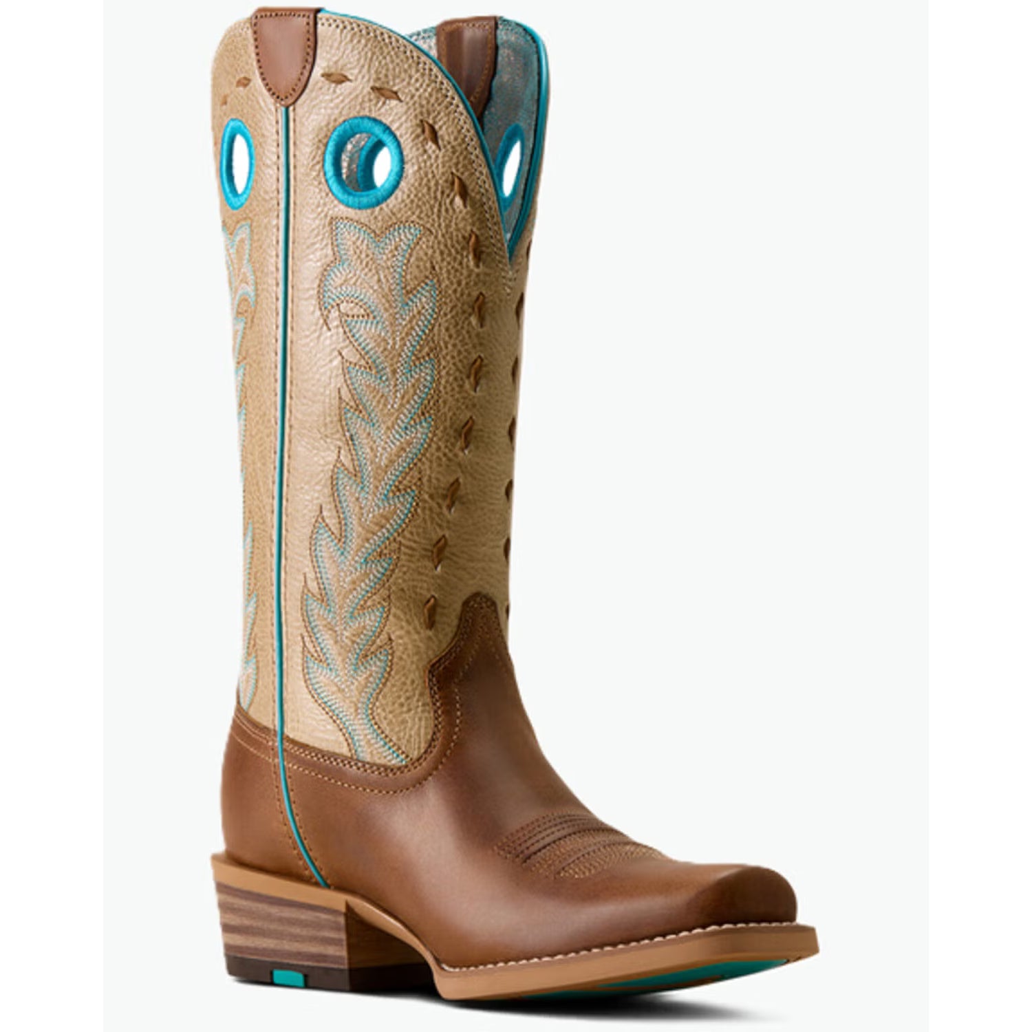 Ariat Women's Lucera Narrow Cut Toe Western Boot-Wheat Brown/Soft Parchement