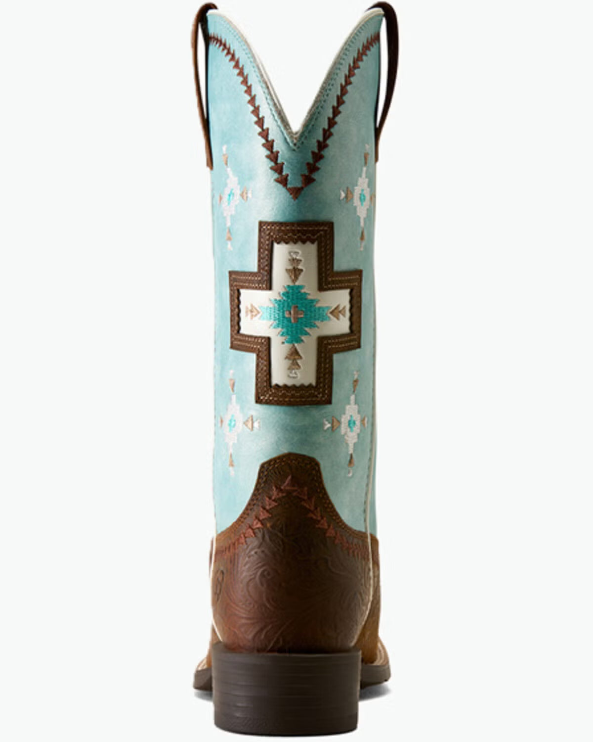 Ariat Women's Round Up Cantina Square Toe Western Boot-Chesnut Southwest Embossed/Painted Watercolor