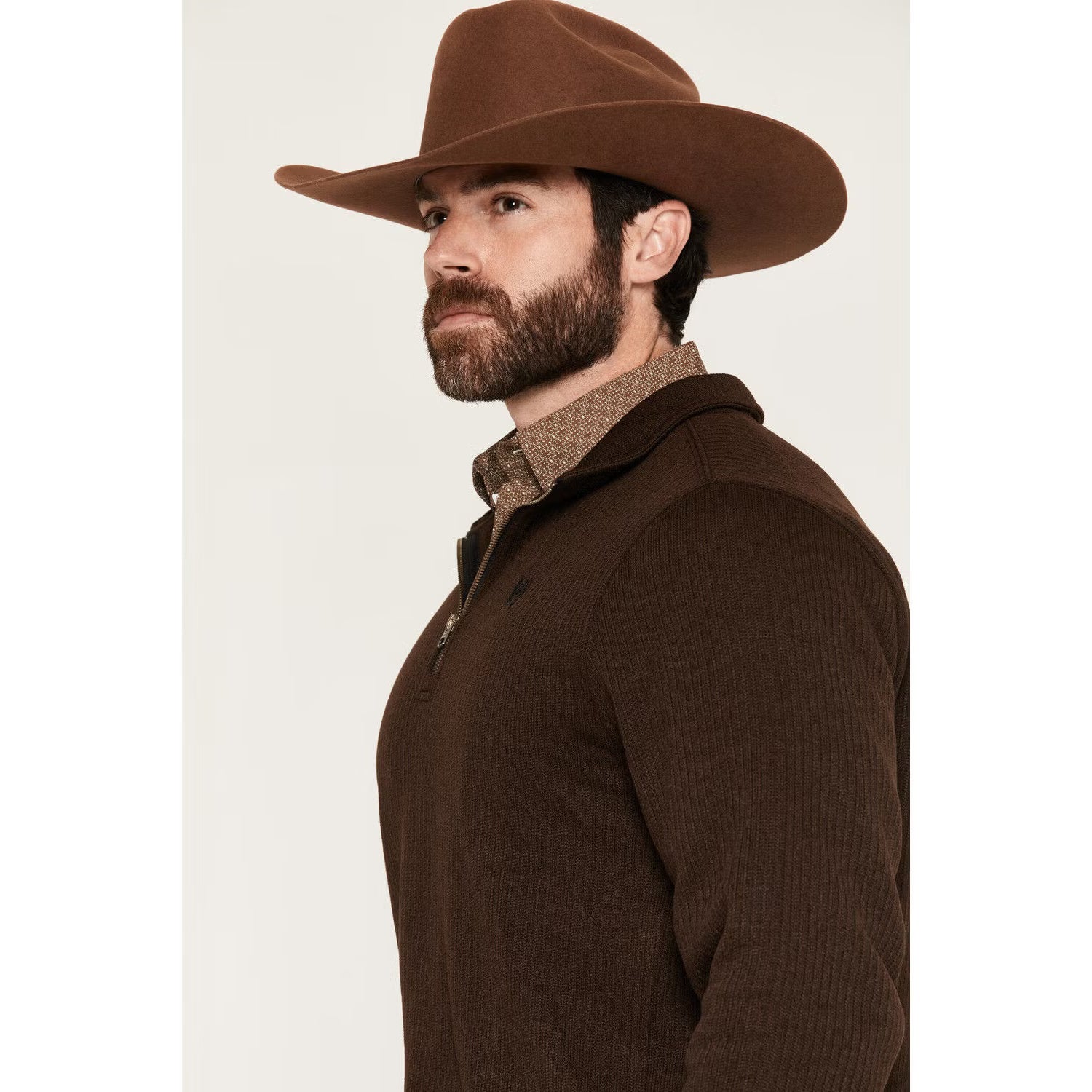 Cinch Men's 1/4 Zip Pullover Sweater-Brown