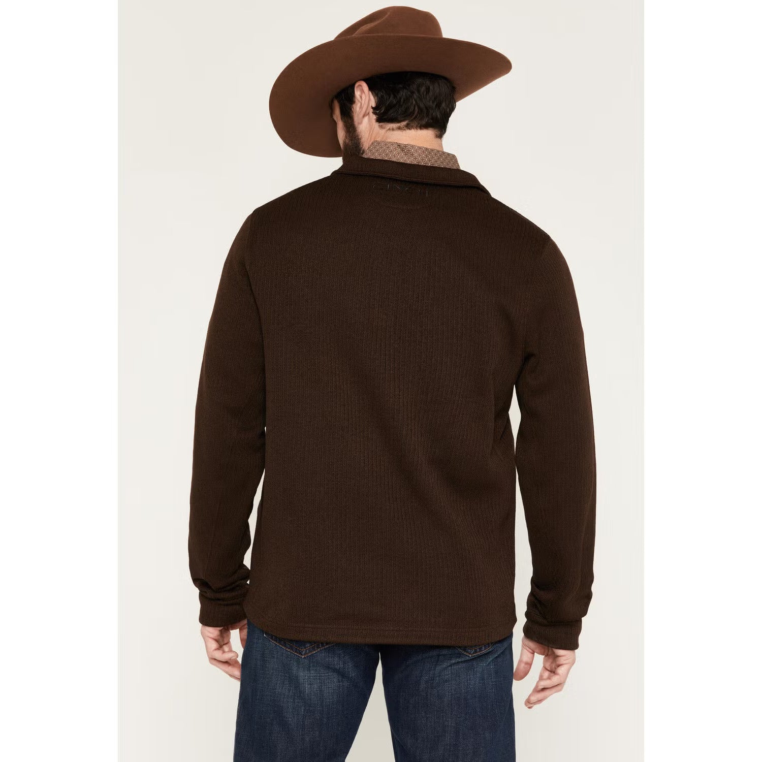 Cinch Men's 1/4 Zip Pullover Sweater-Brown