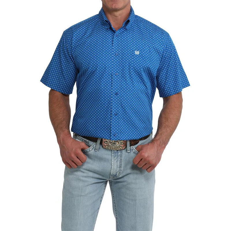 Men's Cinch Plaid Print Short Sleeve Shirt-Royal