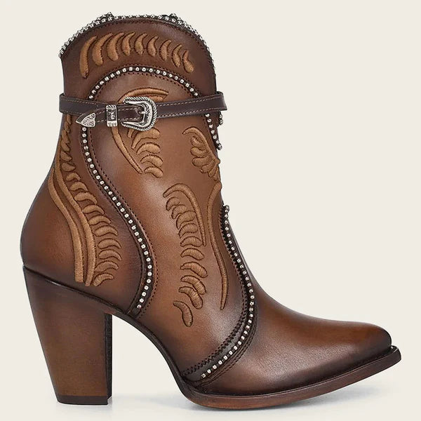 Women's Cuadra Embroidered honey leather western bootie