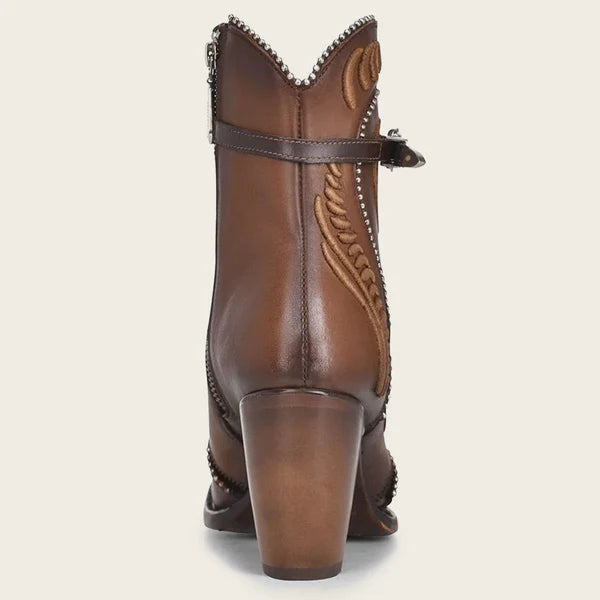 Women's Cuadra Embroidered honey leather western bootie