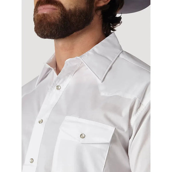 WRANGLER® WESTERN SNAP WHITE SHIRT - LONG SLEEVE SOLID BROADCLOTH - CWesternwear