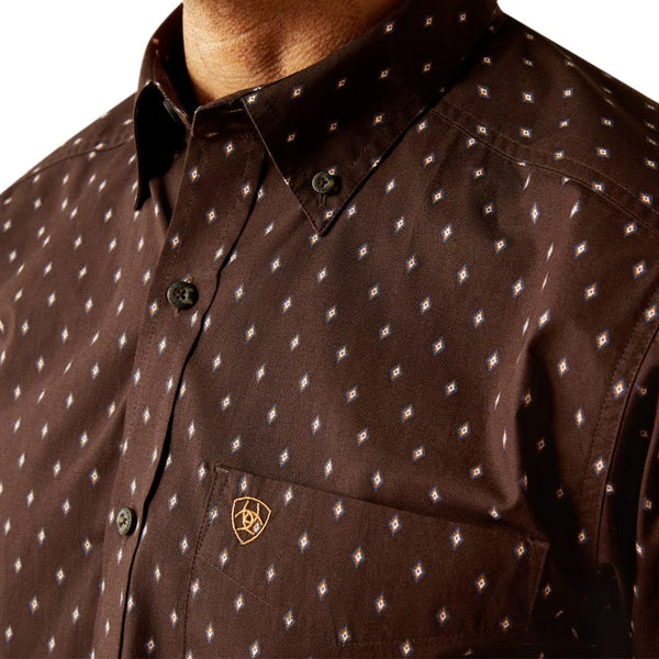Men's Ariat Chance Fitted Long Sleeve Shirt - Brown