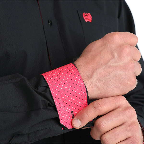 Men's Cinch Solid Button-Down Western Shirt-Black - CWesternwear