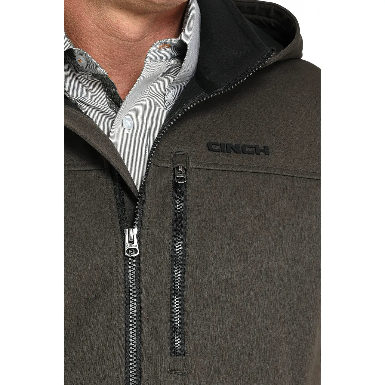 Cinch Men's Bonded Full Zip Hooded Jacket-Olive