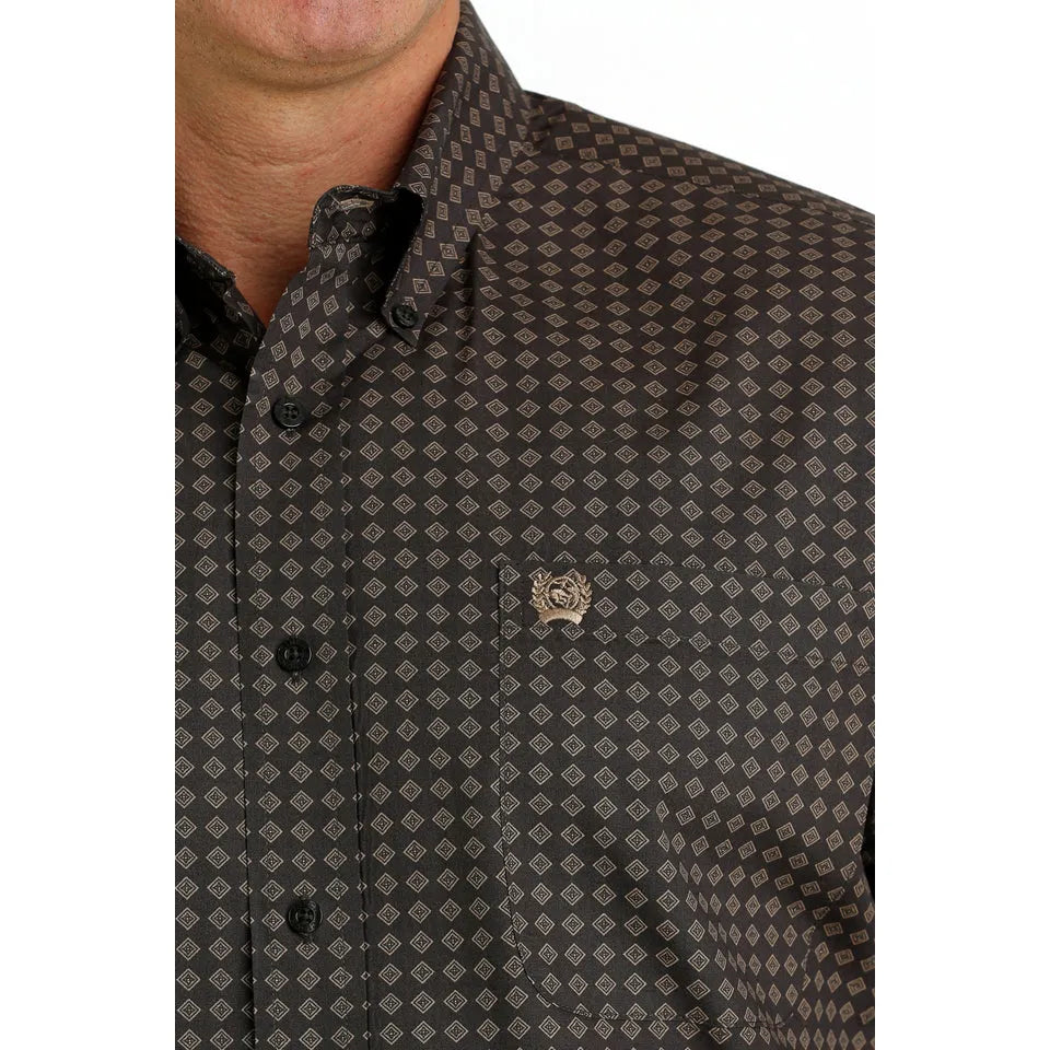 Cinch Men's Diamond Print Long Sleeve Shirt - Brown/Khaki