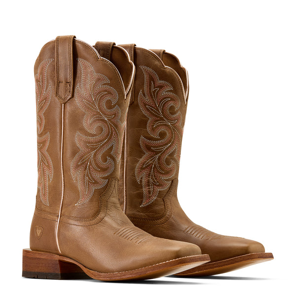 Ariat Women's County Lane Wide Square Toe Western Boot-Neutral Tan - CWesternwear