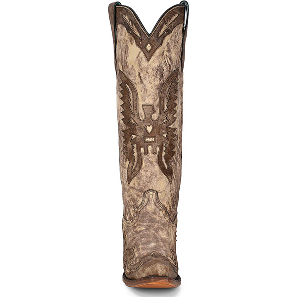 Corral Womens Taupe Brown Eagle Overlay