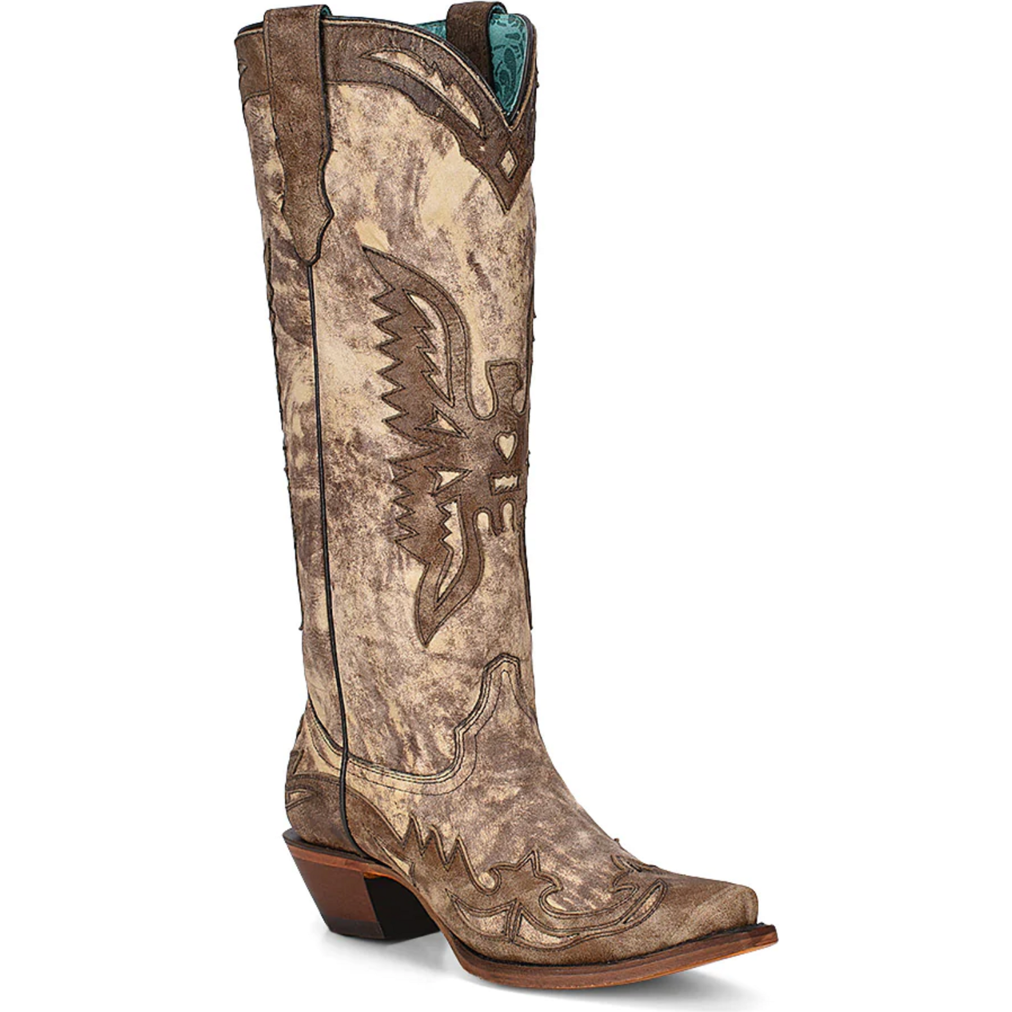 Corral Womens Taupe Brown Eagle Overlay
