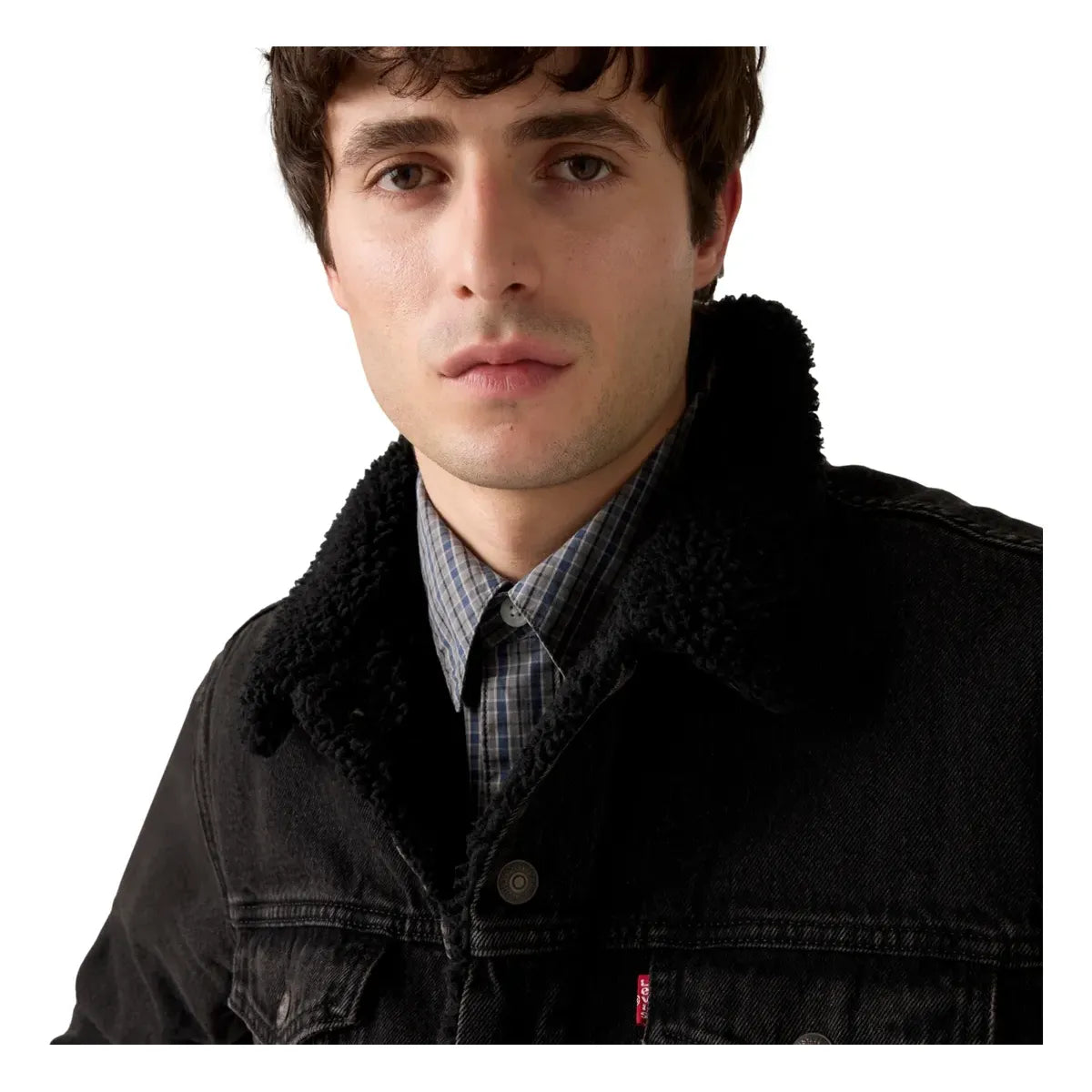 Men's Levi's Canvas Type III Sherpa Trucker Jacket-Cougar Black